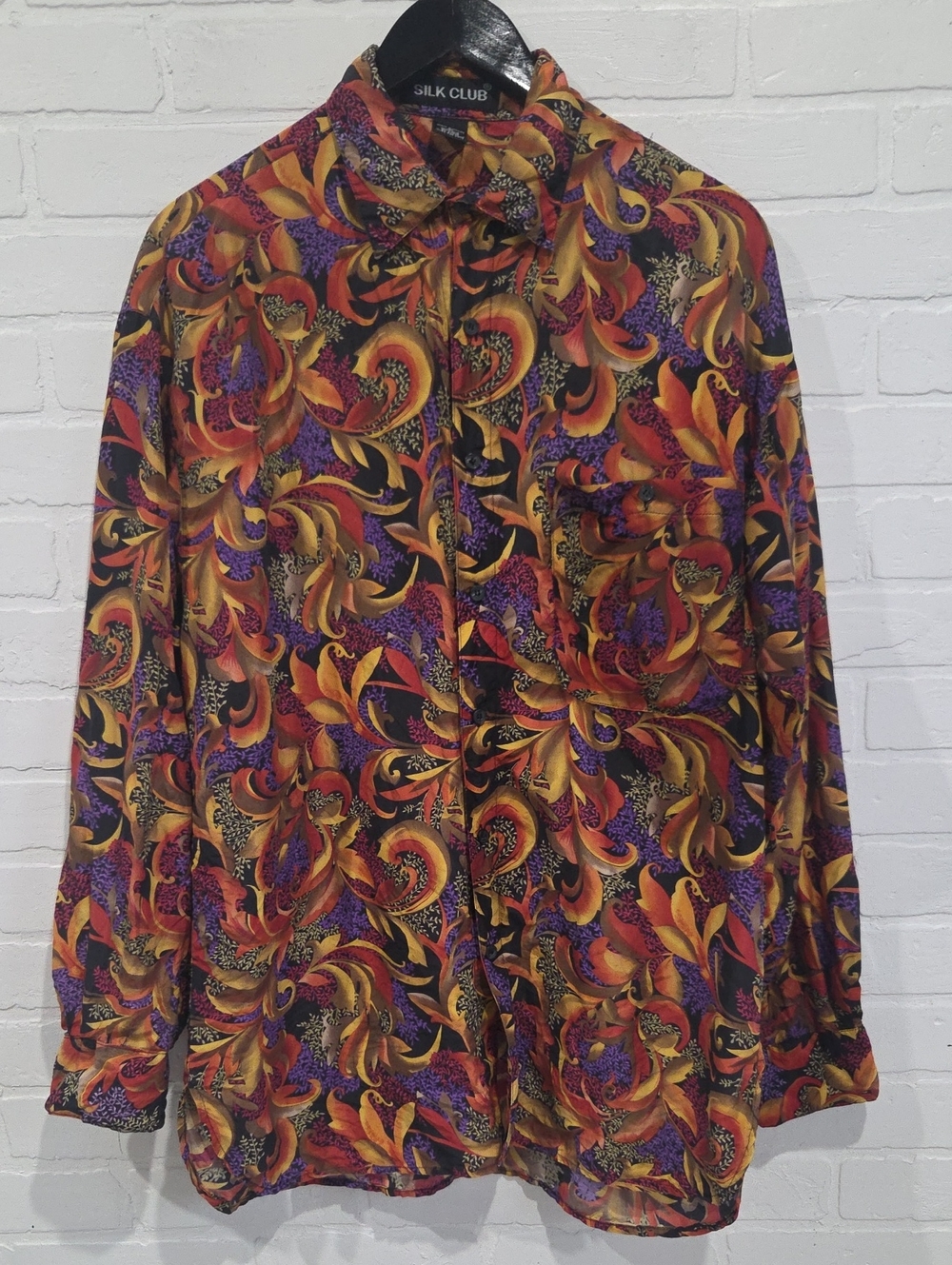 Vintage Silk Club Patterned Blouse